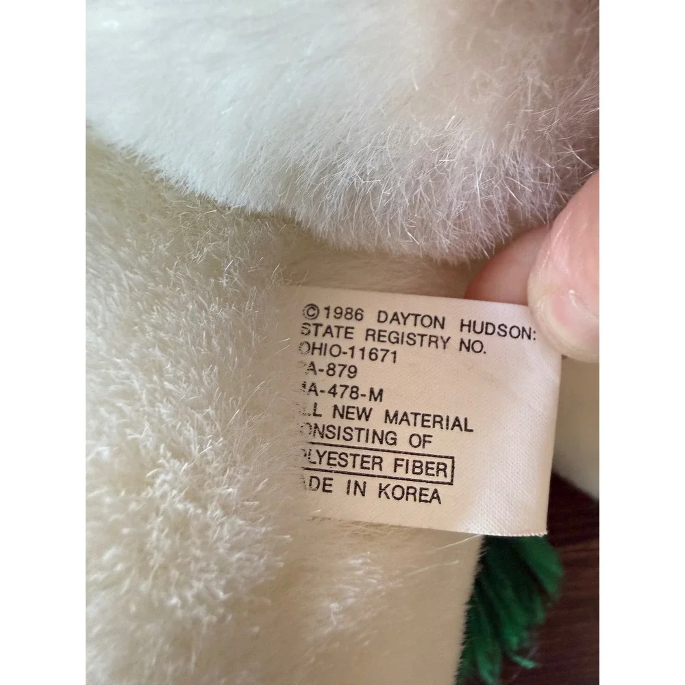 Vintage 1986 Dayton Hudson Santabear Plush White Polar Bear Hat Scarf 17 inch